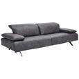 3-SITZER-SOFA Echtleder Schwarz  - Edelstahlfarben/Schwarz, Design, Leder/Metall (250/78/105cm) - Ambiente