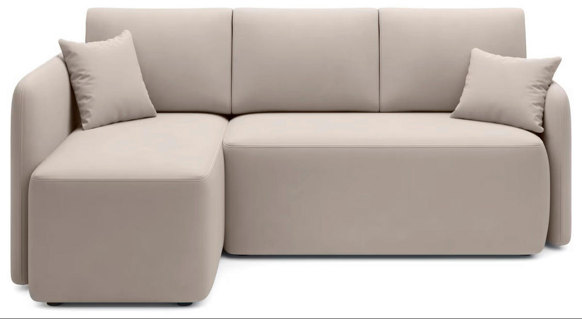 ECKSOFA  Beige Plüsch  - Beige/Schwarz, Design, Kunststoff/Textil (150/206cm) - MID.YOU