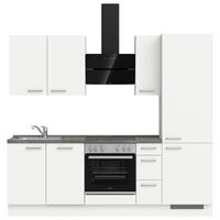 BUCĂTĂRIE FĂRĂ ELECTROCASNICE  - alb/culoare inox, Modern, metal/material pe bază de lemn (240cm) - Nobilia