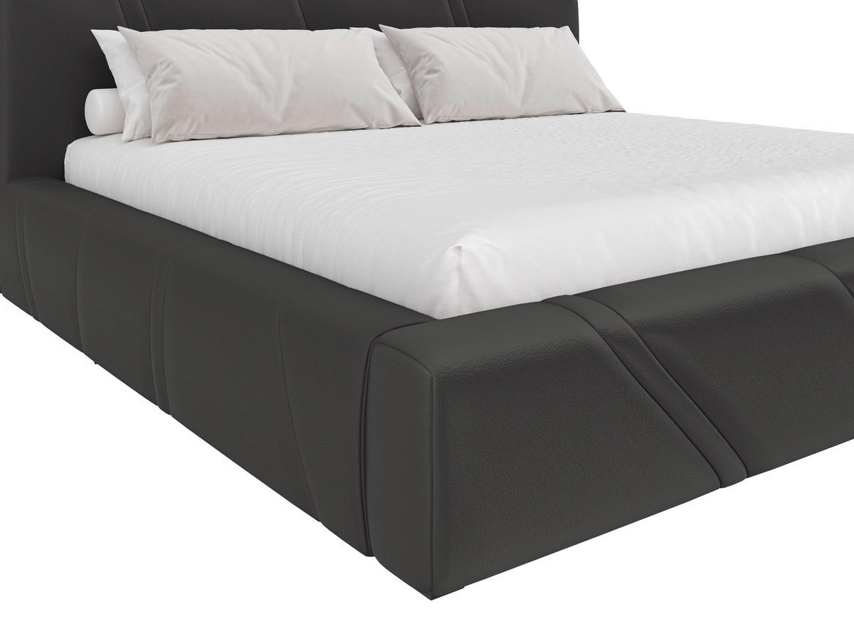 POLSTERBETT 180/200 cm,  in Anthrazit, gepolstertes Kopfteil, Lattenrost, Bettkasten,  - Anthrazit/Schwarz, Design, Holz/Kunststoff (180/200cm) - Chameo