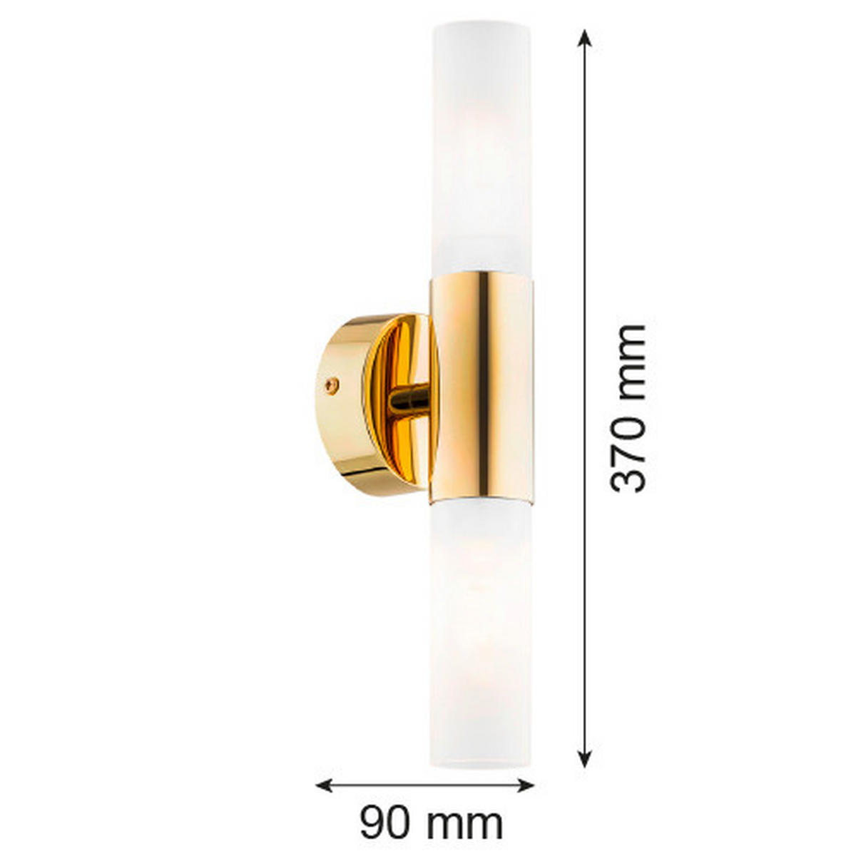 WANDLEUCHTE 37/8/9 cm   - Messingfarben/Weiß, KONVENTIONELL, Glas/Metall (37/8/9cm)