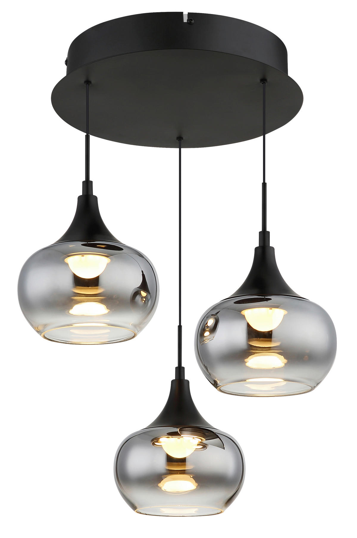 HÄNGELEUCHTE Lui 37/150 cm   - Klar/Schwarz, Design, Glas/Kunststoff (37/150cm) - Globo