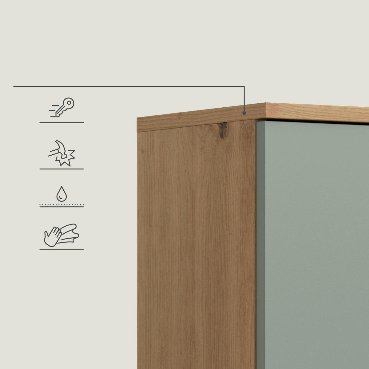 HÄNGESCHRANK 35/77/25 cm  - Salbeigrün/Schwarz, Trend, Holzwerkstoff/Kunststoff (35/77/25cm) - MID.YOU