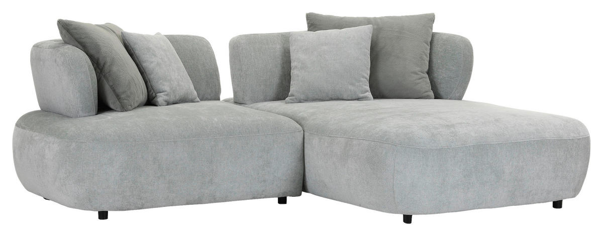 ECKSOFA Mintgrün Flachgewebe Zierkissen, Rückenkissen, Rücken echt, Sitztiefenverstellung  - Salbeigrün/Schwarz, MODERN, Kunststoff/Textil (240/190cm) - Ambia Home