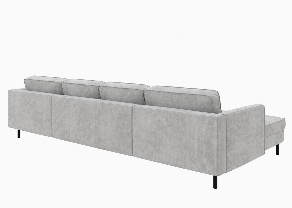 WOHNLANDSCHAFT Grau Cord  - Schwarz/Grau, MODERN, Textil/Metall (161/306/161cm) - Trendmanufaktur