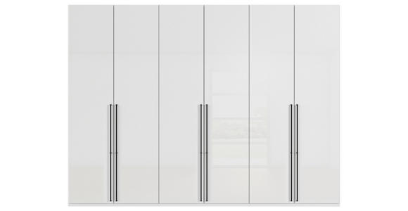 DREHTÜRENSCHRANK 301/235/61 cm,  in Weiß, Weiß Hochglanz, 6-türig  - Weiß Hochglanz/Schwarz, Basics, Holzwerkstoff/Metall (301/235/61cm) - Novel