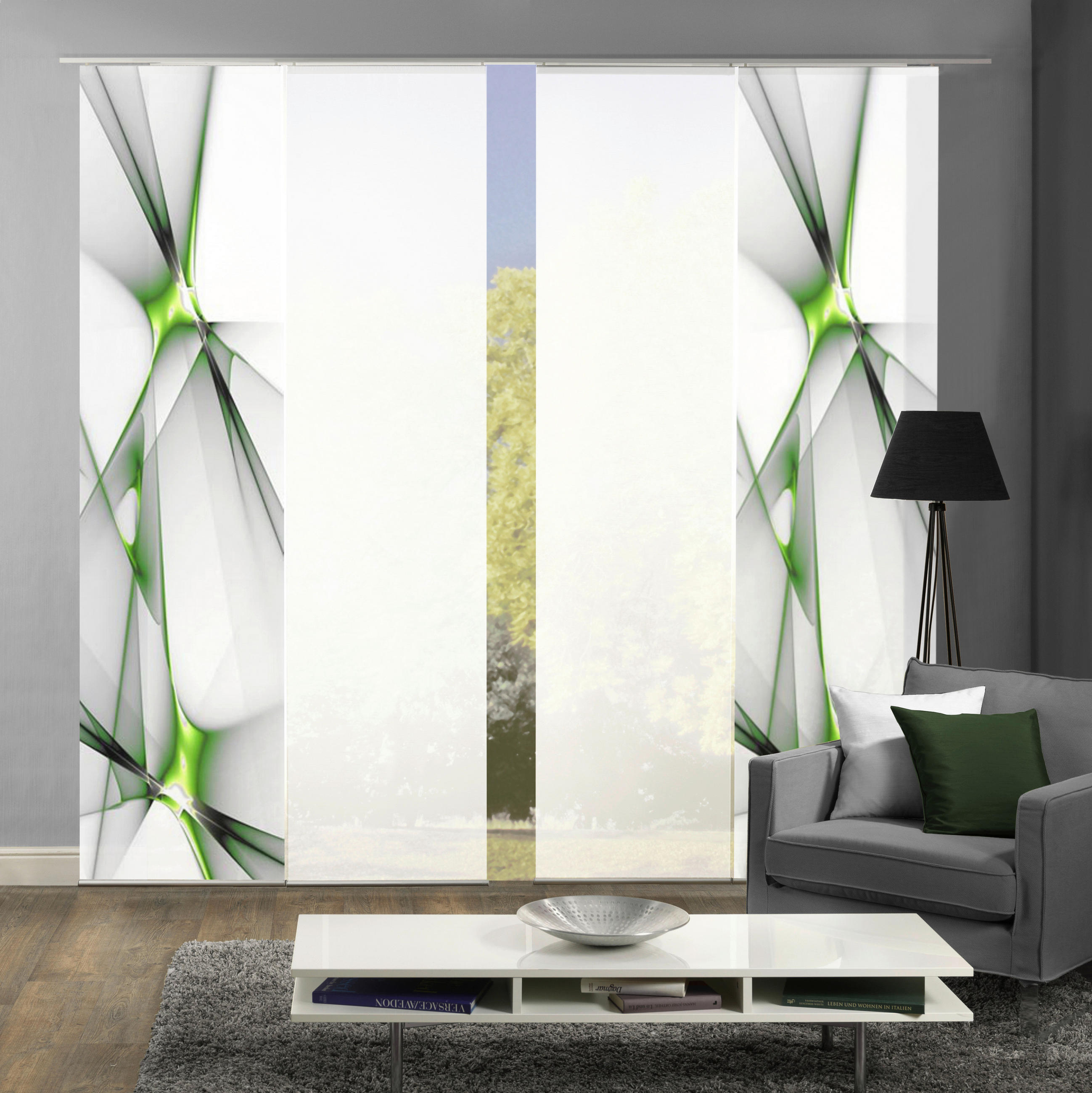 FLÄCHENVORHANG FRANKLIN, 4-TLG  4 Stück    60/245 cm  - Hellgrün, Basics, Textil (60/245cm)