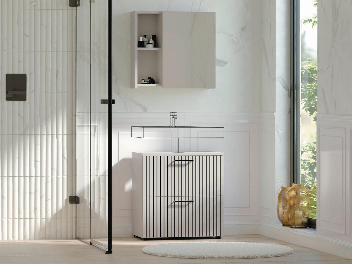 BADEZIMMER  in 60 cm  - Kaschmir/Schwarz, Trend, Glas/Holzwerkstoff (60cm) - Respekta