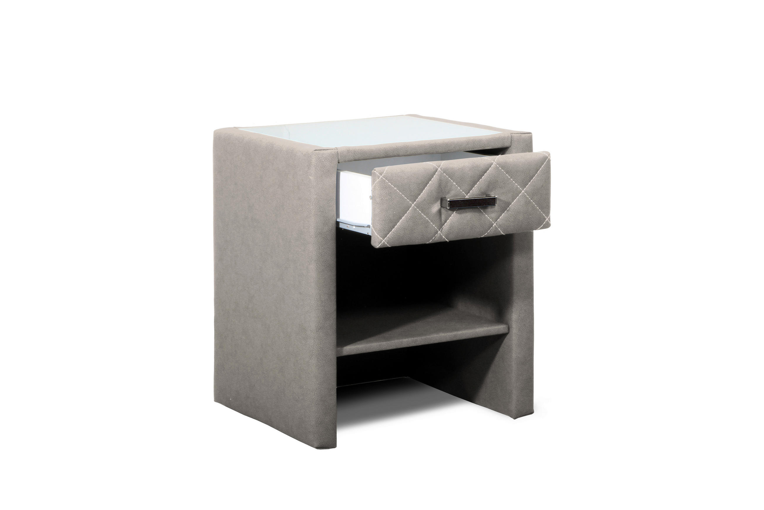 NOČNA OMARICA, delno masivno srebrne barve  - srebrne barve/črna, Basics, umetna masa/tekstil (49/56cm) - Esposa