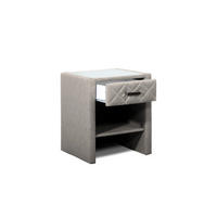 NOČNA OMARICA, delno masivno srebrne barve  - srebrne barve/črna, Basics, umetna masa/tekstil (49/56cm) - Esposa