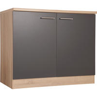 SPÜLENUNTERSCHRANK 100/84,8/60 cm  in Grau, Eichefarben  - Eichefarben/Silberfarben, Basics, Holzwerkstoff/Metall (100/84,8/60cm) - Respekta