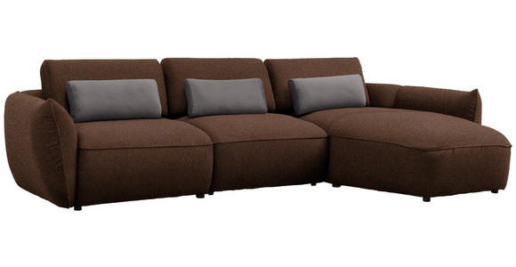 ECKSOFA  in Chenille Braun  340/190 cm  - Schwarz/Braun, Design, Kunststoff/Textil (340/190cm) - Belluti