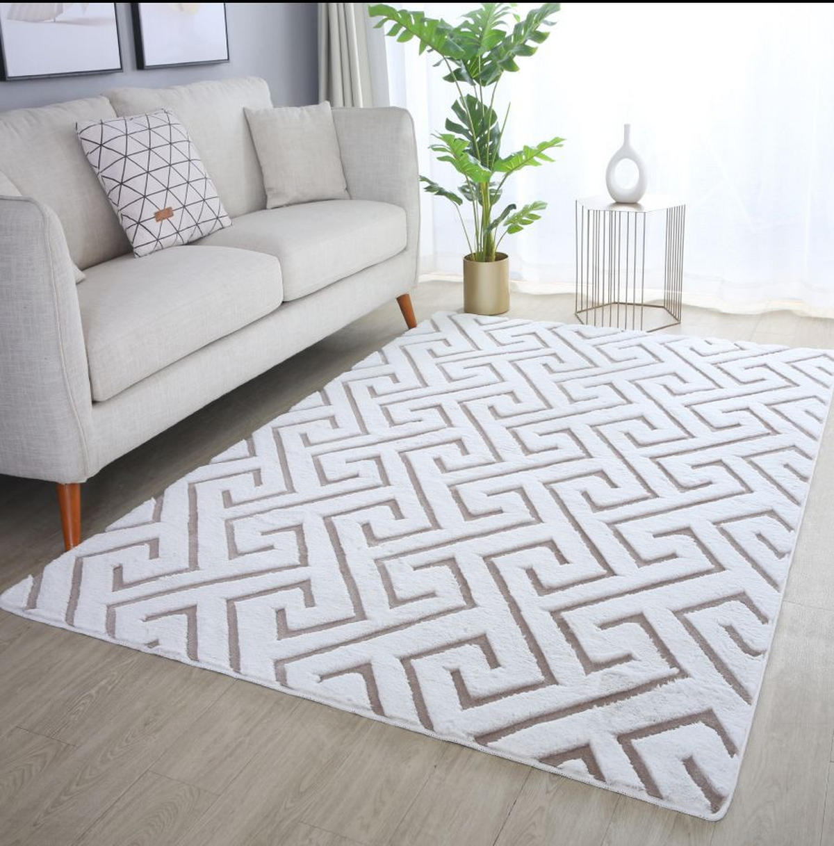 FLACHWEBETEPPICH 140/200 cm VISION Weiß, Beige  - Beige/Weiß, Design, Textil (140/200cm) - Novel