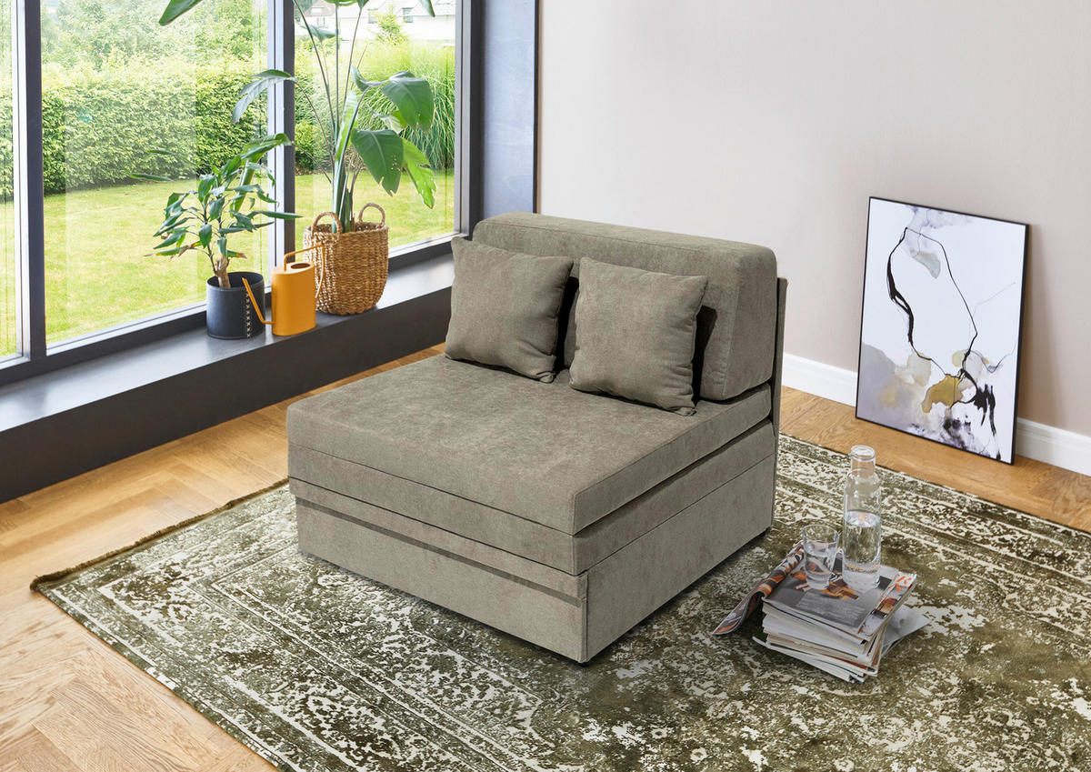 FOTELJ S FUNKCIJO LEŽIŠČA,  bež tekstil - bež, Moderno, tekstil (90/100/90cm) - Carryhome