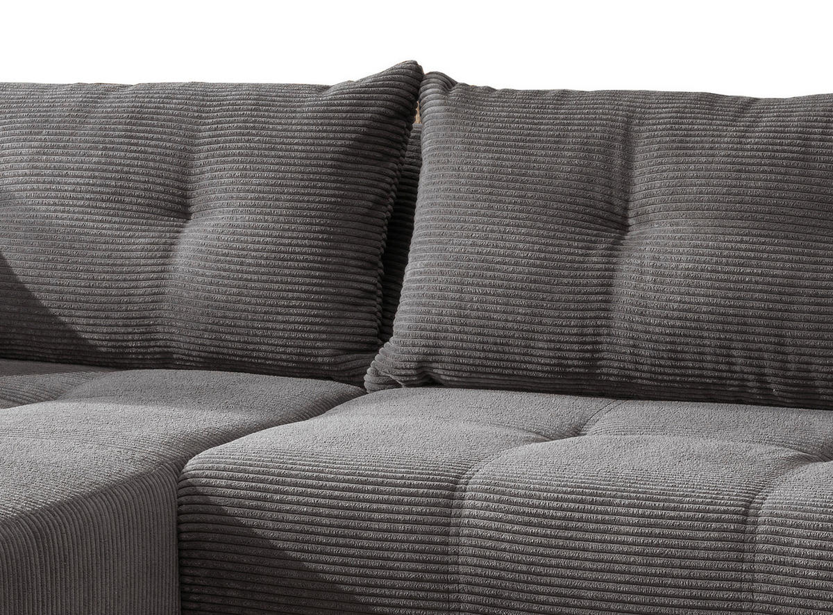 ECKSOFA Grau Cord  - Schwarz/Grau, MODERN, Holz/Textil (177/246cm) - MID.YOU
