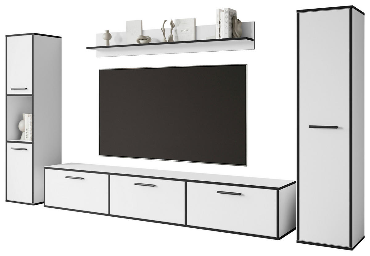 SZEKRÉNYSOR grafitszürke, fehér  - grafitszürke/fekete, Basics, műanyag/faalapú anyag (240/130/31cm) - P & B