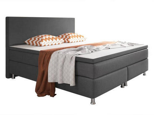 BOXSPRINGBETT 180/200 cm  in Anthrazit  - Anthrazit/Silberfarben, KONVENTIONELL, Textil/Metall (180/200cm) - MID.YOU
