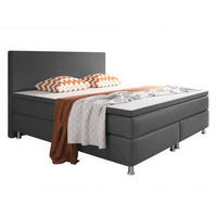 BOXSPRINGBETT 180/200 cm  in Anthrazit  - Anthrazit/Silberfarben, KONVENTIONELL, Textil/Metall (180/200cm) - MID.YOU