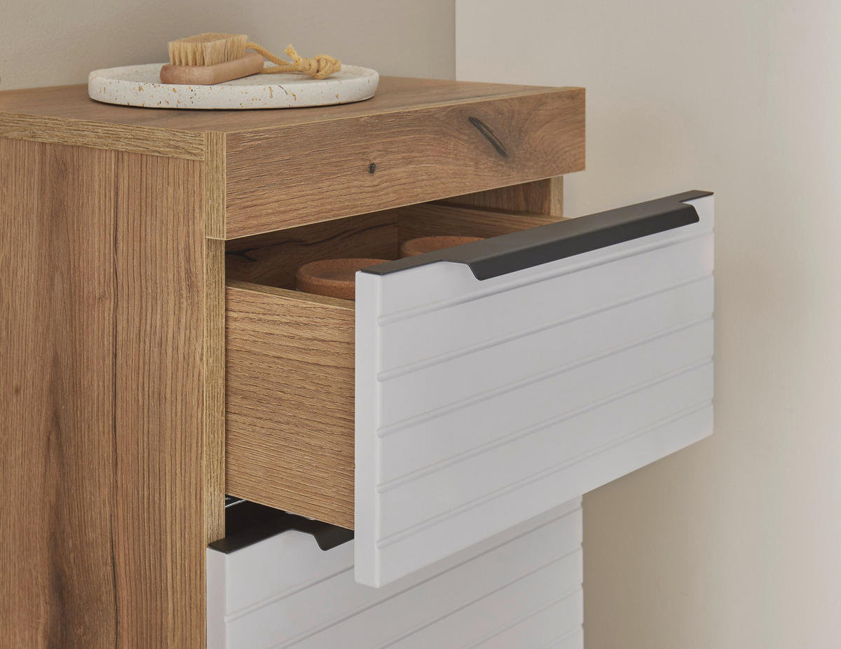 MIDISCHRANK 36/79/31 cm  - Weiss/Eichefarben, Basics, Holzwerkstoff/Kunststoff (36/79/31cm) - MID.YOU