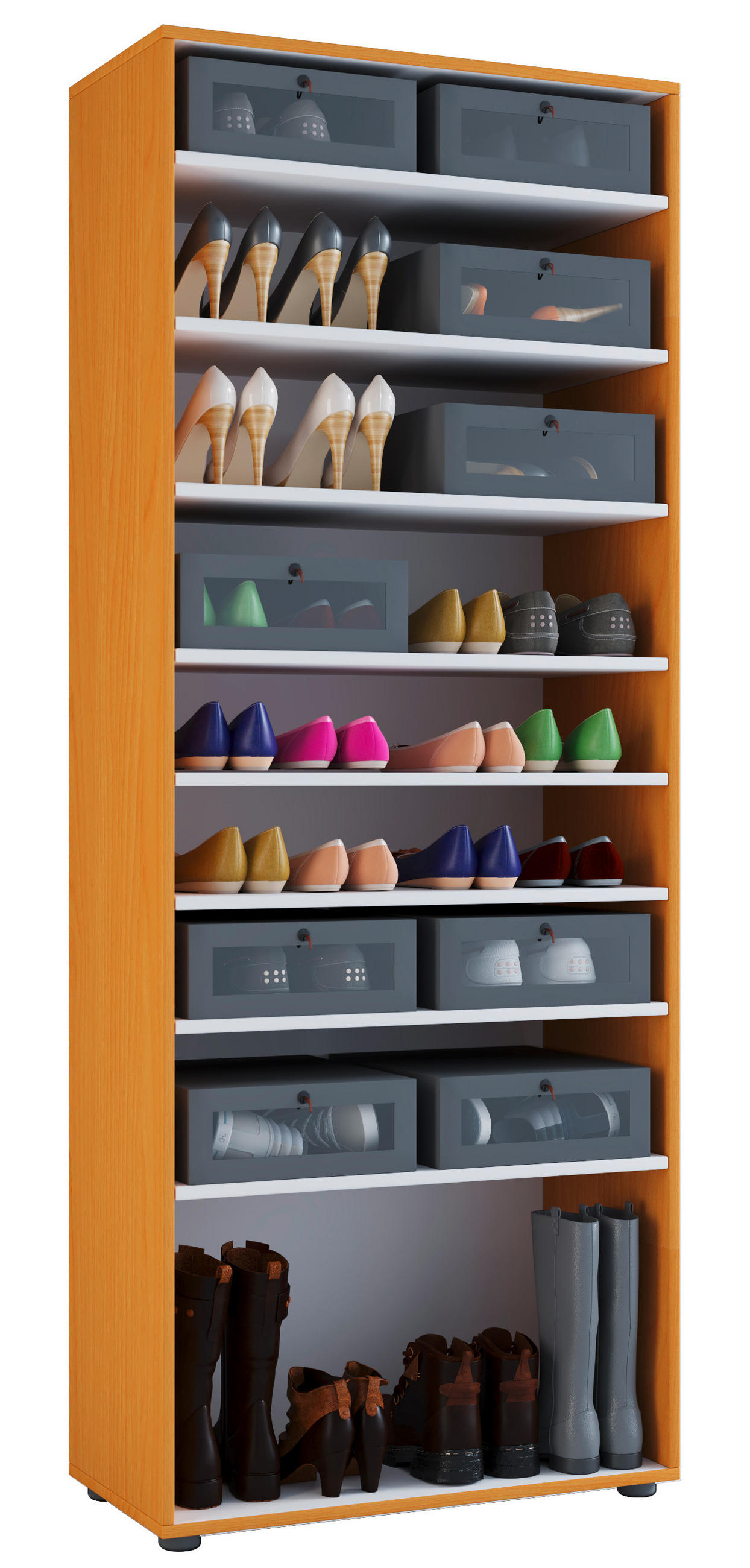 SCHUHSCHRANK Vandol  in 71/180/37 cm  - Buchefarben, Design, Holzwerkstoff (71/180/37cm) - MID.YOU