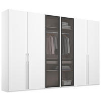 DREHTÜRENSCHRANK in Grau, Weiss  - Weiss/Grau, Trend, Glas/Holzwerkstoff (301/223/60cm) - Novel