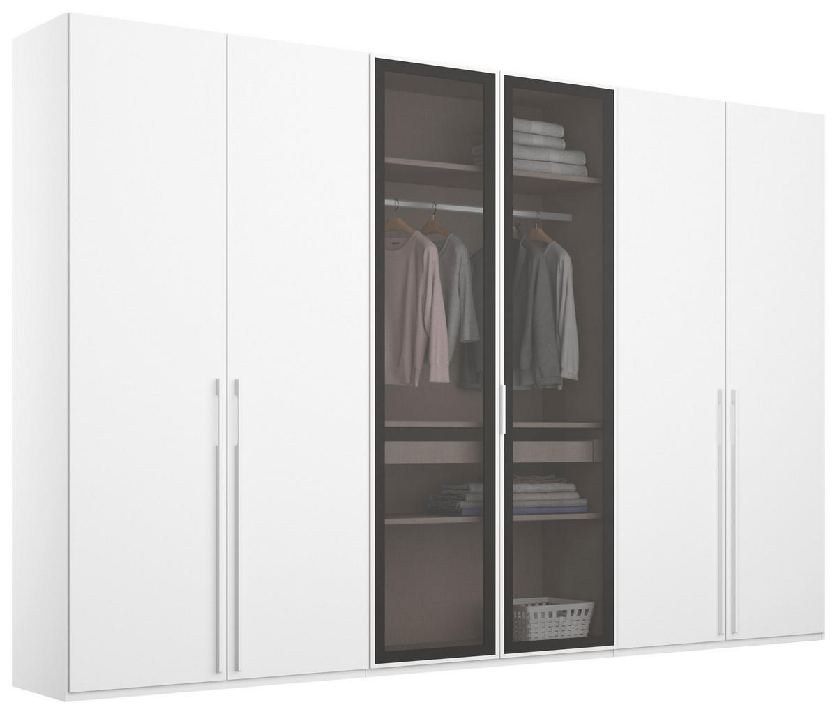 DREHTÜRENSCHRANK in Grau, Weiss  - Weiss/Grau, Trend, Glas/Holzwerkstoff (301/223/60cm) - Novel