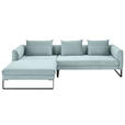 ECKSOFA in Cord Hellblau  178/284 cm  - Schwarz/Hellblau, KONVENTIONELL, Textil/Metall (178/284cm) - Hom`in
