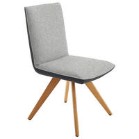 STUHL in Holz, Textil Hellgrau, Dunkelgrau  - Dunkelgrau/Eichefarben, Design, Holz/Textil (48/91/63cm) - Koinor