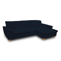 ECKSOFA Blau Mikrofaser  - Blau/Eichefarben, KONVENTIONELL, Holz/Textil (281/170cm) - MID.YOU