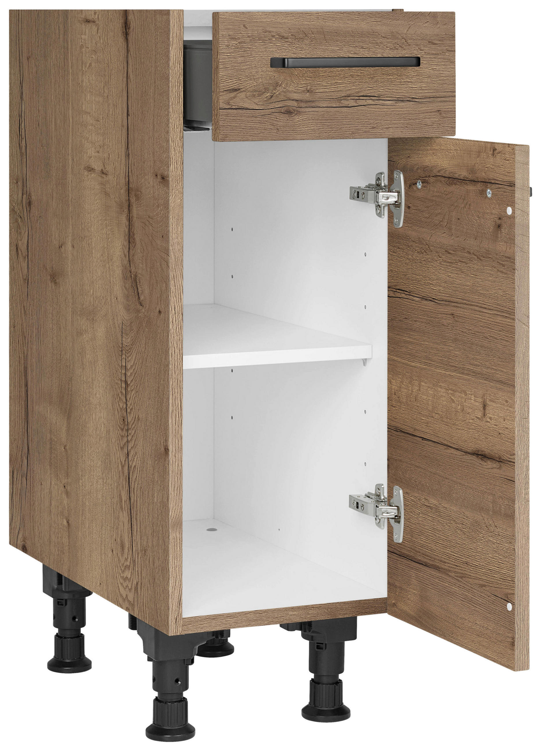SCHUBKASTENUNTERSCHRANK 30/87/56 cm  in Eiche dunkel  - Eiche dunkel/Schwarz, MODERN, Holzwerkstoff/Metall (30/87/56cm) - Nobilia
