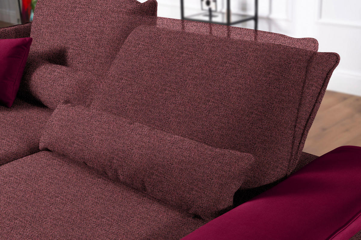 ECKSOFA in Flachgewebe Rot  - Rot/Schwarz, Design, Textil/Metall (273/191cm) - Moderano