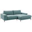 ECKSOFA in Velours Türkis  253/177 cm  - Türkis/Schwarz, Design, Textil/Metall (253/177cm) - Dieter Knoll
