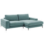 ECKSOFA in Velours Türkis  253/177 cm  - Türkis/Schwarz, Design, Textil/Metall (253/177cm) - Dieter Knoll