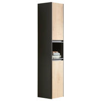 HOCHSCHRANK 30/160/30 cm  - Dunkelgrau/Eichefarben, MODERN, Glas/Holzwerkstoff (30/160/30cm) - Novel