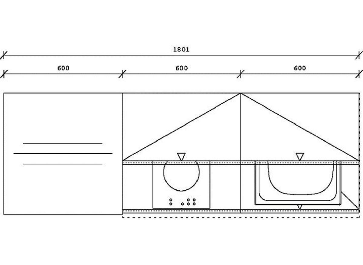 KÜCHENBLOCK 180 cm   in Weiß, Eichefarben  - Eichefarben/Schwarz, Basics, Holzwerkstoff/Metall (180cm) - Impuls