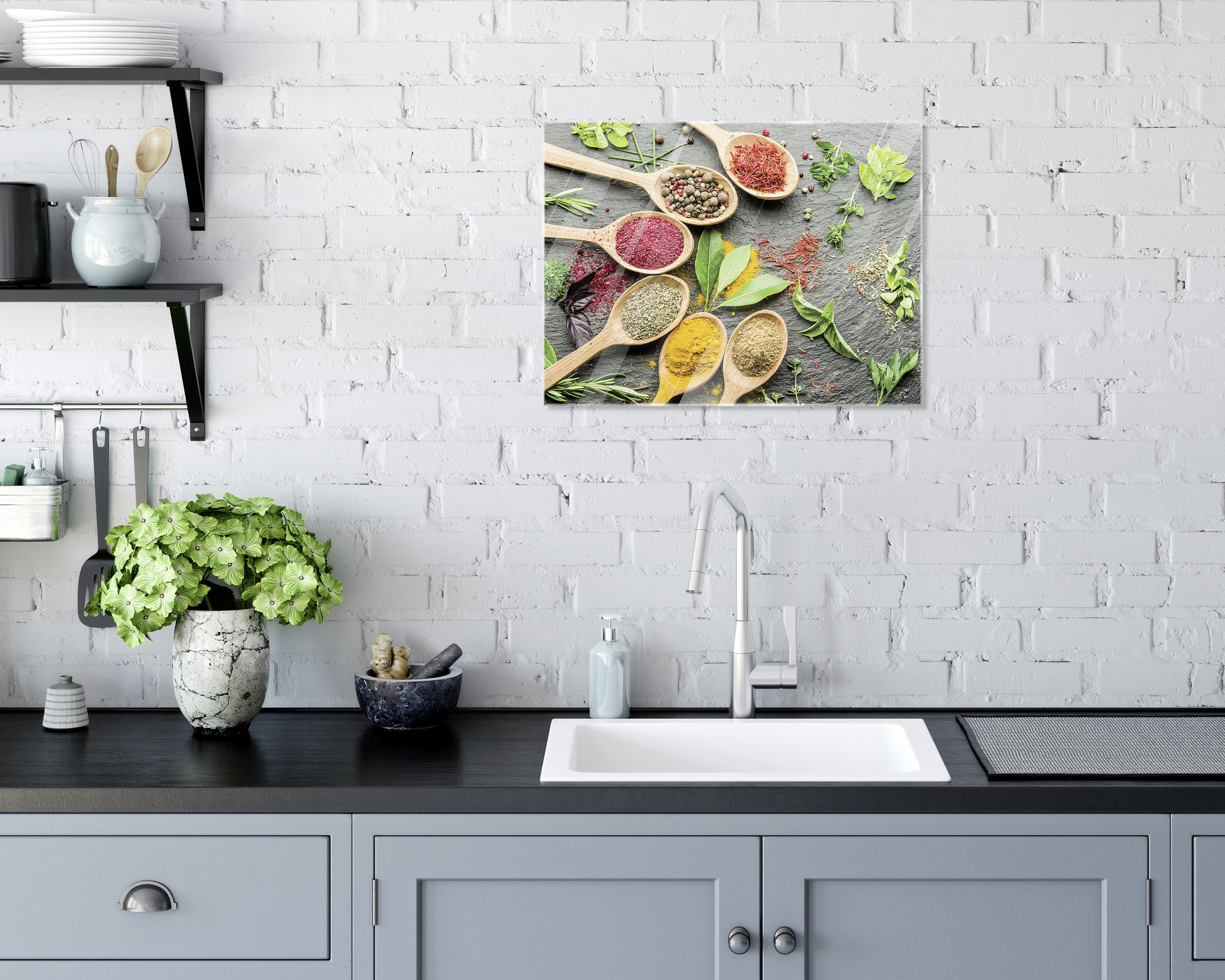 GLASBILD Gewürze  - Multicolor, Basics, Glas (30/40/1,40cm) - Euroart