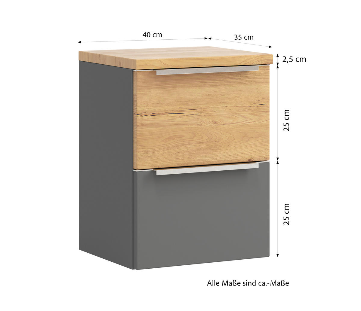 UNTERSCHRANK 40/54/35 cm   - Wildeiche/Edelstahlfarben, Trend, Holzwerkstoff/Metall (40/54/35cm) - Held