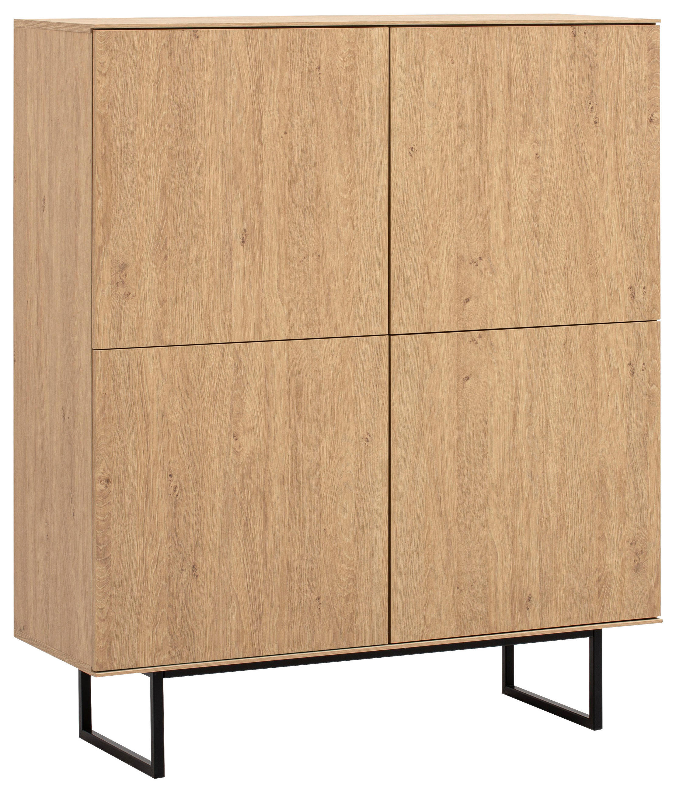 HIGHBOARD , 115/137/40 cm,  - Eichefarben/Schwarz, Design, Holzwerkstoff/Metall (115/137/40cm) - Modante