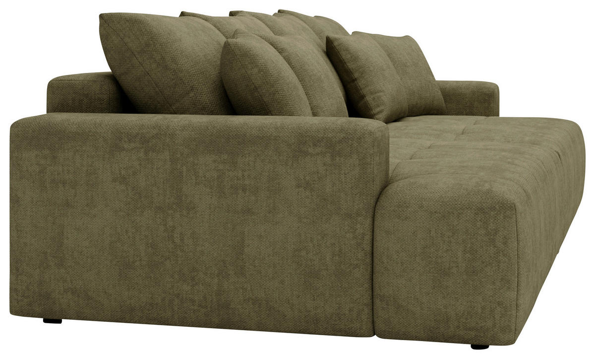 BIGSOFA ADELE in Chenille Olivgrün  - Schwarz/Olivgrün, Design, Kunststoff/Textil (270/85/136cm) - Livetastic