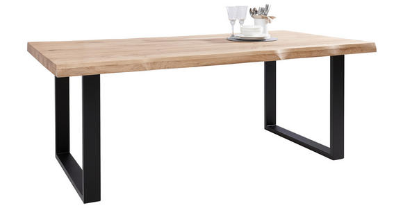 ESSTISCH in Holz 200/100/75 cm  - Eichefarben/Schwarz, Natur, Holz/Metall (200/100/75cm) - Landscape