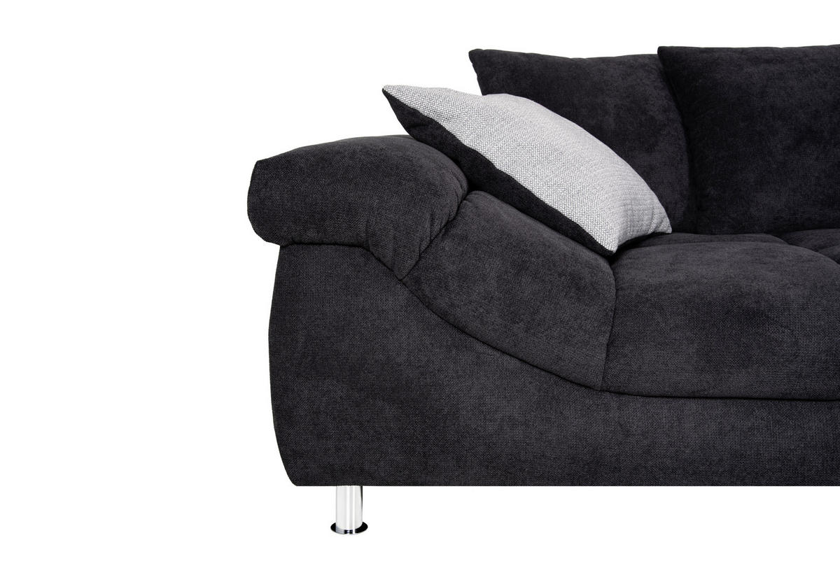 SEDEŽNA GARNITURA, tkanina siva, črna  - siva/črna, Design, kovina/tekstil (337/228cm) - Carryhome