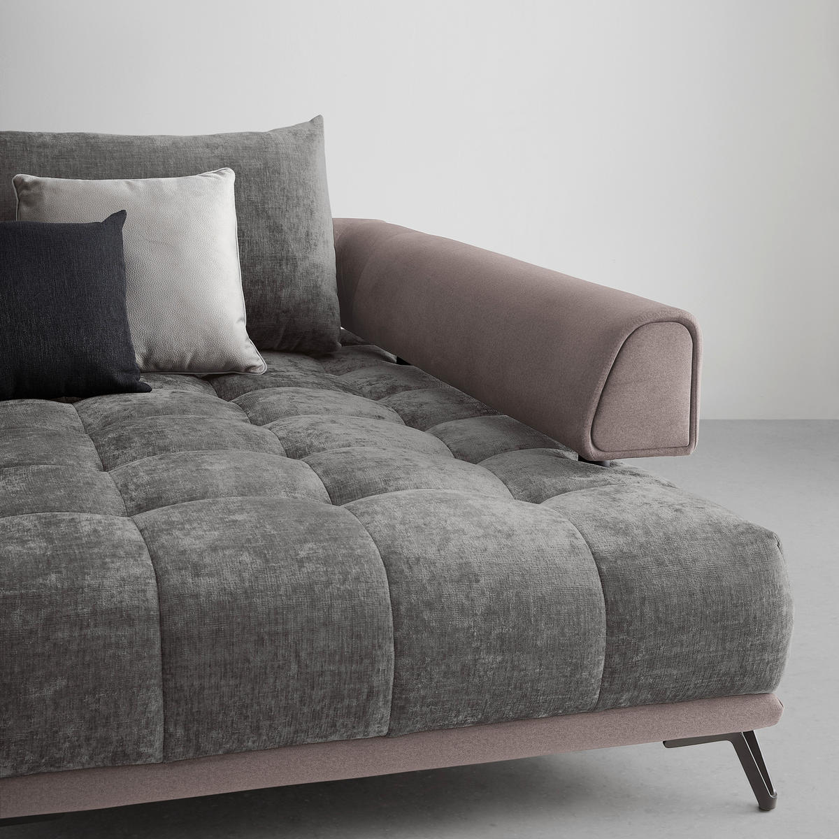 HÖRNSOFFA i grå  - grå/svart, Modern, metall/textil (262/184cm) - MID.YOU