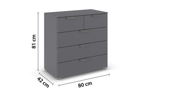 KOMMODE in 80/81/42 cm - Chromfarben/Dunkelgrau, Design, Holzwerkstoff/Metall (80/81/42cm) - Carryhome