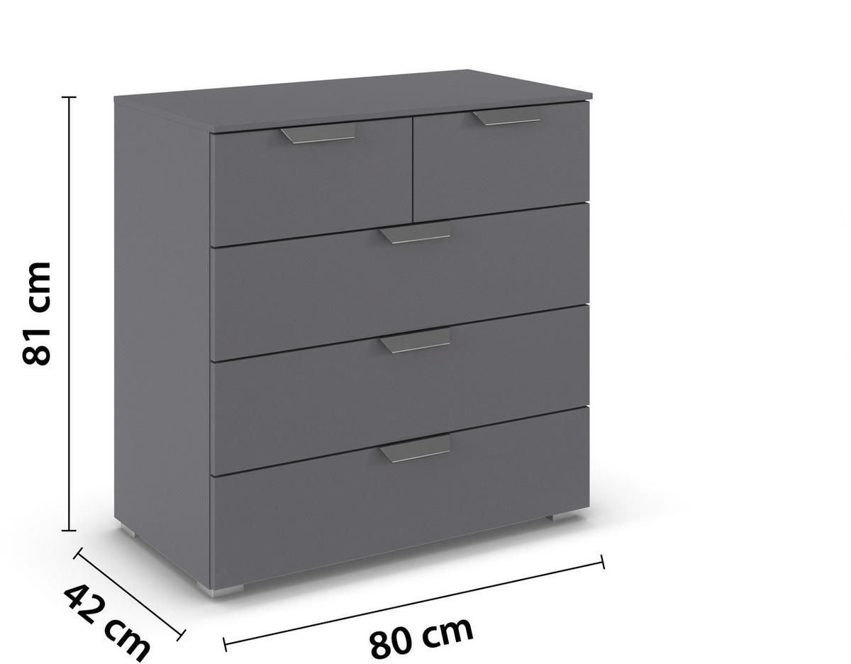 KOMMODE  in 80/81/42 cm  - Chromfarben/Dunkelgrau, Design, Holzwerkstoff/Metall (80/81/42cm) - Carryhome