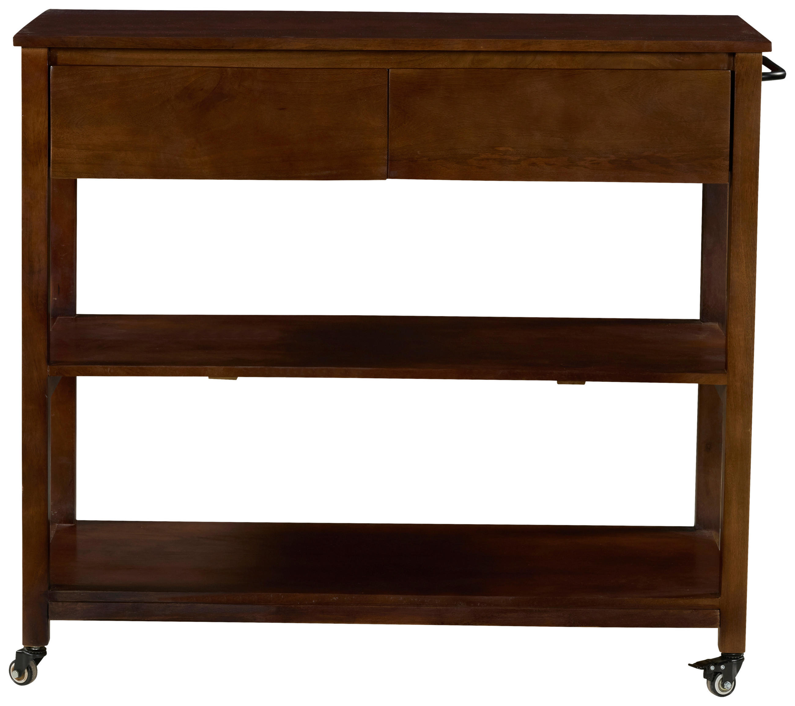SERVIERWAGEN Mangoholz vollmassiv Walnussfarben  - Walnussfarben, Natur, Holz/Kunststoff (100/90/48cm) - Livetastic
