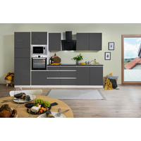 KÜCHENBLOCK 335 cm   in Grau Hochglanz  - Grau Hochglanz/Graphitfarben, Basics, Holzwerkstoff (335cm) - Respekta
