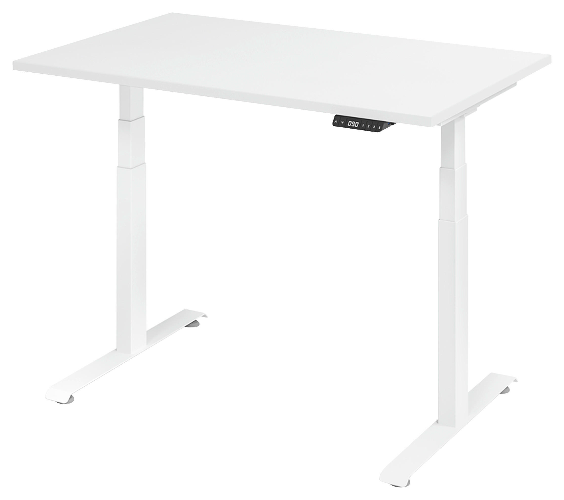 SCHREIBTISCH 120/80/64,5-129,5 cm Weiß elektrisch höhenverstellbar  - Weiß, KONVENTIONELL, Holzwerkstoff/Metall (120/80/64,5-129,5cm) - Venda
