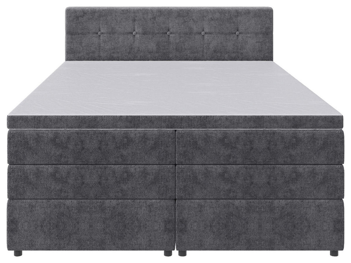 BOXSPRINGBETT 160/200 cm  in Grau  - Schwarz/Grau, Konventionell, Kunststoff/Textil (160/200cm) - Carryhome