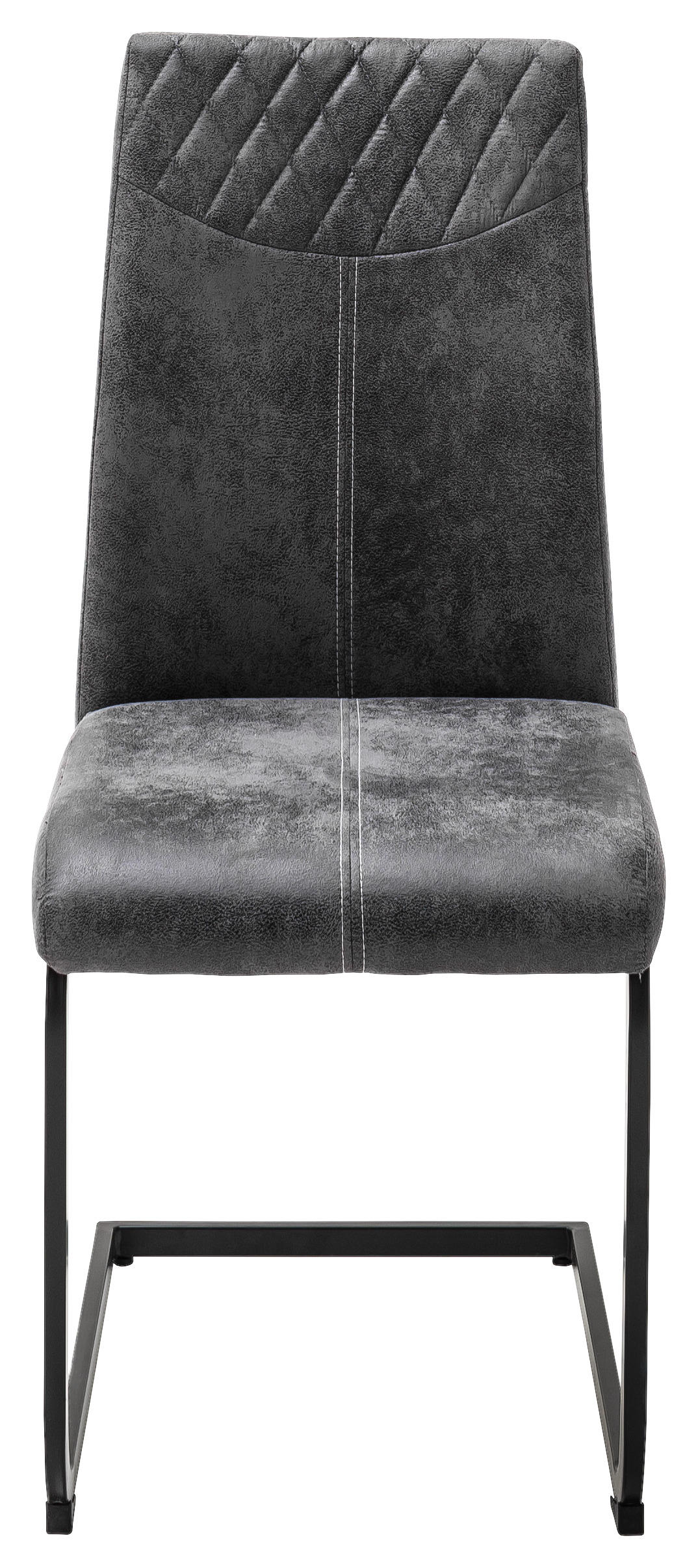 SCHWINGSTUHL  in Eisen Lederlook  - Anthrazit/Schwarz, Design, Textil/Metall (42/94/60cm) - Ti'me