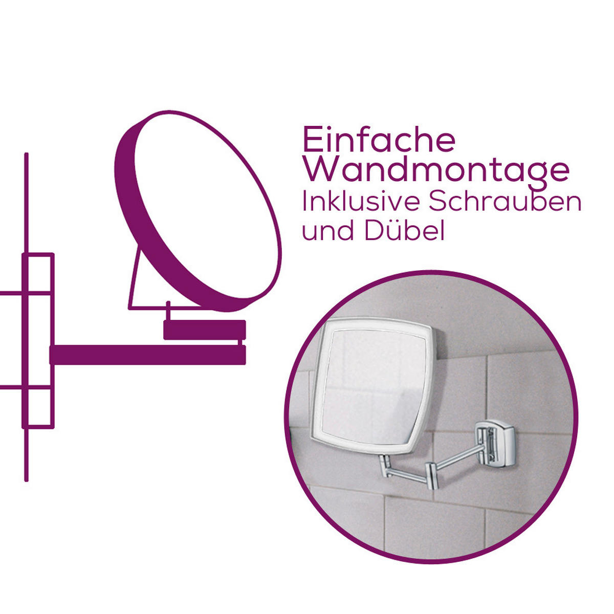 SCHMINKSPIEGEL 24/27/14 cm  - Chromfarben, Basics (24/27/14cm) - Beurer